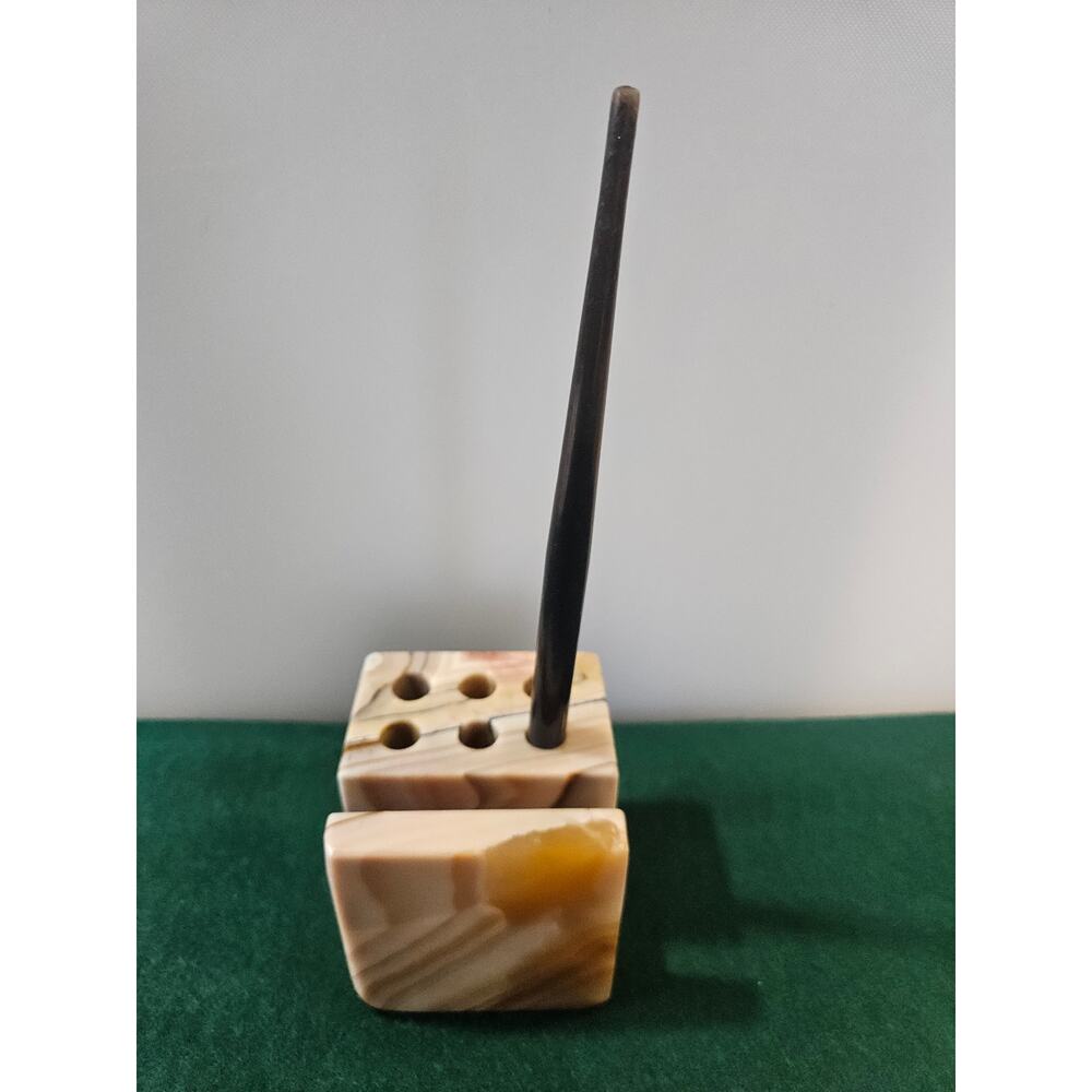 Vintage Onyx Pen Holder Desk Organizer